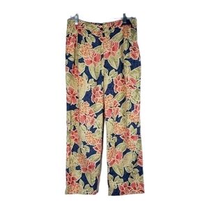 TALBOTS VTG Linen Blend Floral Crop/Ankle  Pant Size 12W.